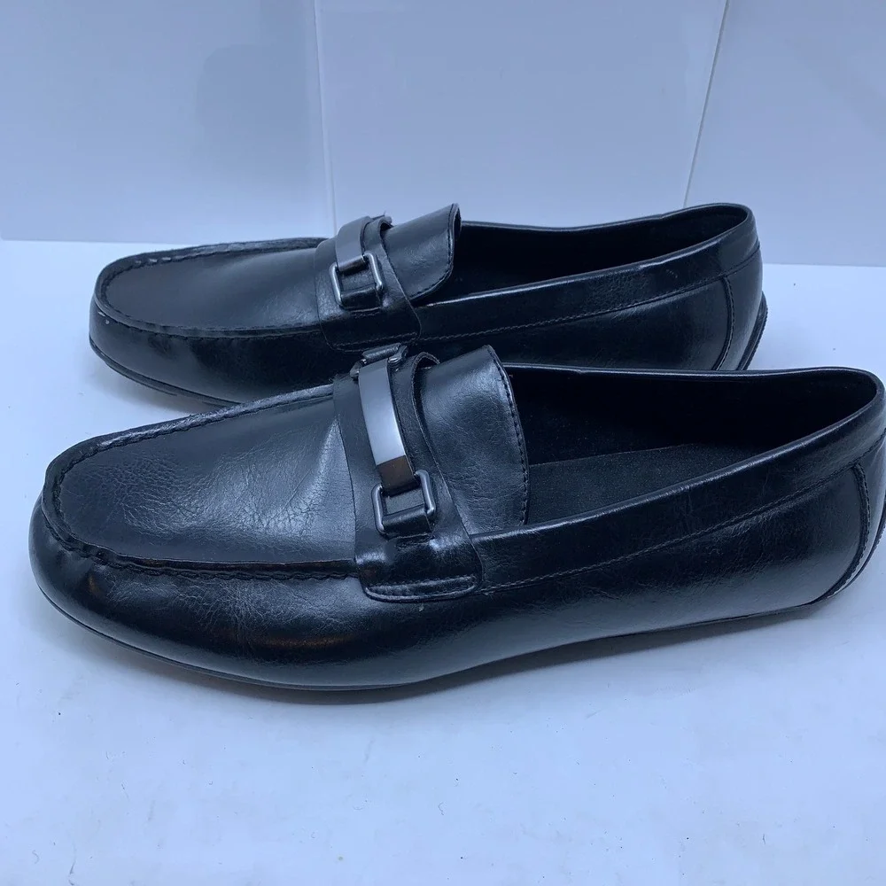 Alfani Mens 9.5M Black Egan Metal Bit Memory Foam Driver Loafers New